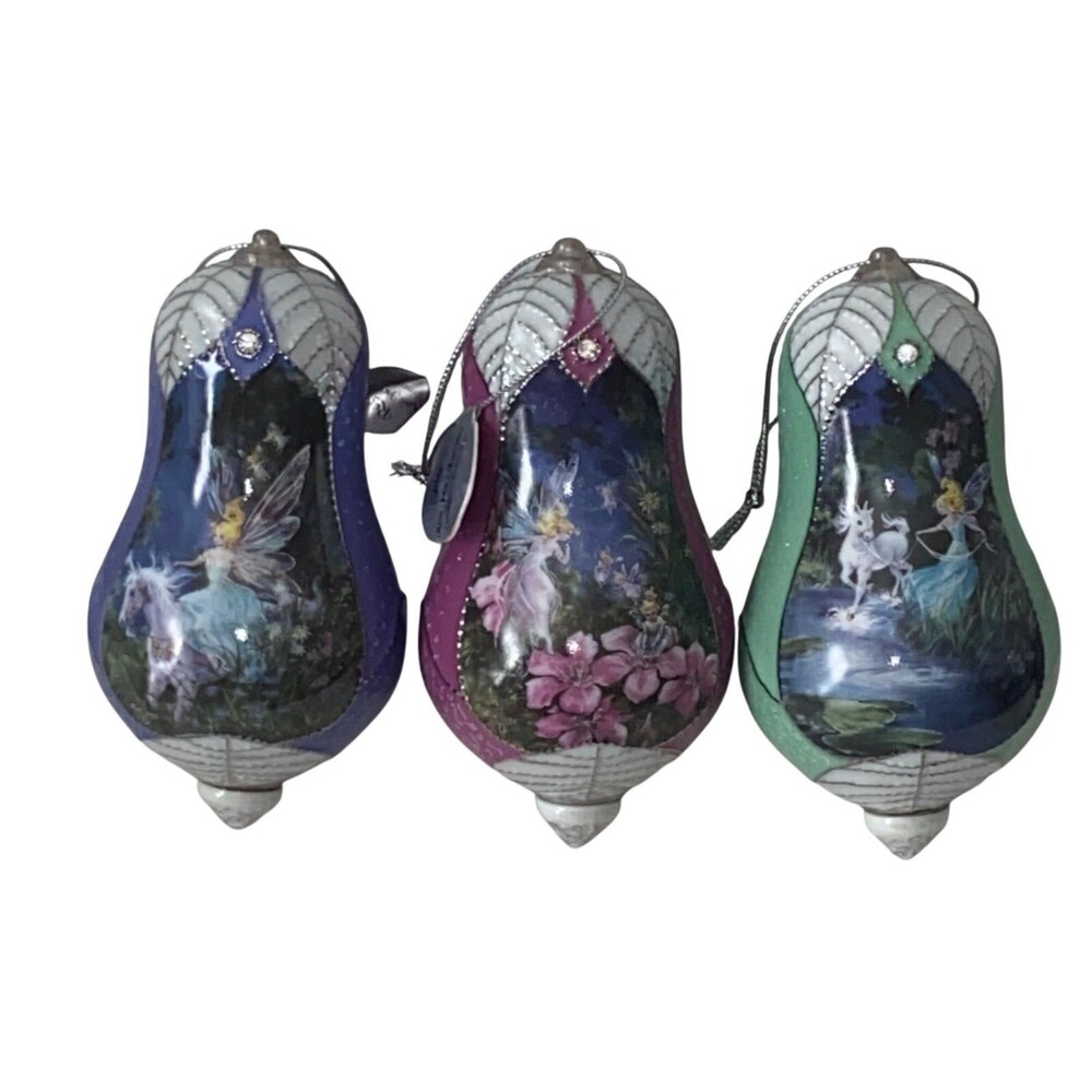 3 Mimi Jobe Fairyland Ornament Collection Heirloom Porcelain Bradford 2001
